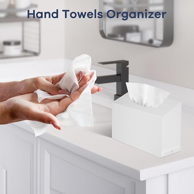 Acrylic Hand Towel Box Cover Compatible with Kleenex Disposable Hand Towels Wall-Mounted Paper Towel Dispenser Suitable for Tabletop, Bathroom, Car, and Office Use Valentine's Day Gifts (White)