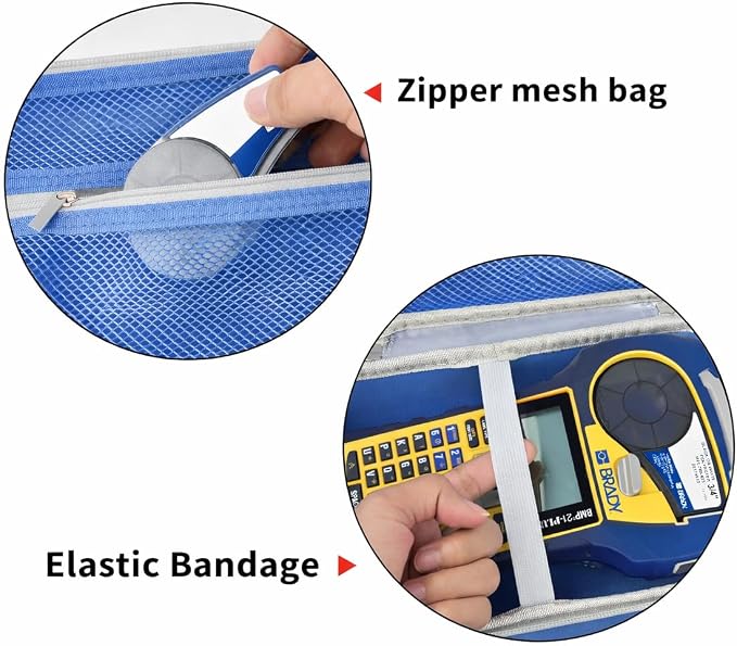 Case Compatible with Brady M210/ BMP21-PLUS/ M210 LAB Handheld Label Printer. Sticker Maker Portable Storage Holder Bag with Pocket for Brady Authentic Labels, USB Cable and Accessories(Box Only)-Blue