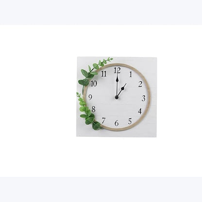 Young's Inc Wood Block Home Wall Clock and Sign, Wall Art for Living Room Decor, Farmhouse, Wall Decor, Battery Operated Clock, Set of 4