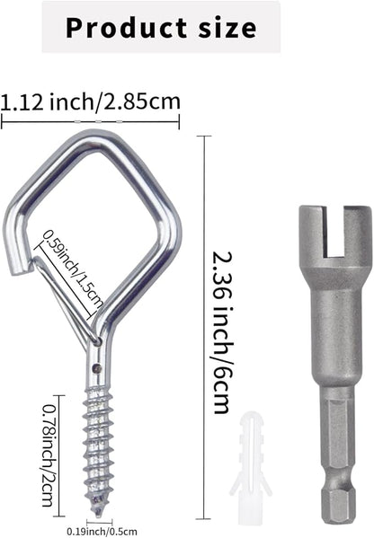 100 PCS Silver Eye Screw Hooks for Hanging Heavy Duty with Safety Buckle.Metal Ceiling Hooks for Hanging Plants Cup Wind Chime Bird Feeders Patio Lights at Indoor&Outdoor