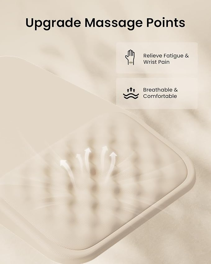 ProtoArc MP50 Ergonomic Mouse Pad with Wrist Rest, MP50 Mousepad with Massage Design, Soft Memory Foam and Non-Slip PU Base for Pain Relief, Desk, Home, Office, 12x8 Inches, Beige (Mouse Not Included)