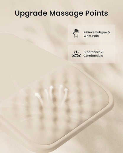 ProtoArc MP50 Ergonomic Mouse Pad with Wrist Rest, MP50 Mousepad with Massage Design, Soft Memory Foam and Non-Slip PU Base for Pain Relief, Desk, Home, Office, 12x8 Inches, Beige (Mouse Not Included)