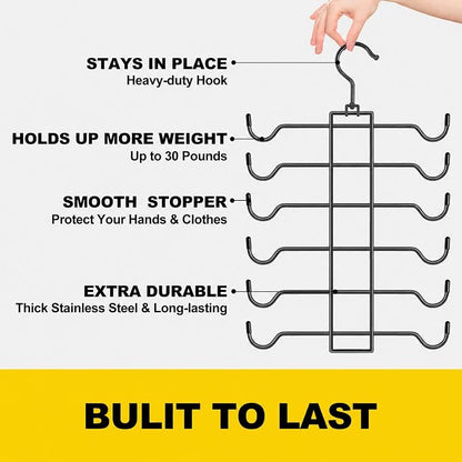 1 Pack Tank Top Hanger Space Saving, Dorm Room Essentials, Stainless Steel Closet-Organizer-and-Storage for Small Space, Non-Slip 6-Tier Hanging Sport Bras Holder
