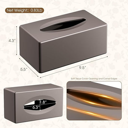 Y-in Hand Tissue Box Cover, Rectangular Facial Tissue Holder with Bottom, Decorative Storage Box for Bathroom Vanity, Toilet Tank, Car, Dressers, Night Stand, Rv, Parlors and Offices - Brown