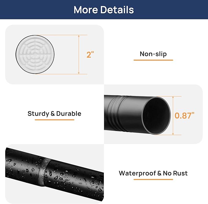 ENJOYBASICS 2 Pack Adjustable Spring Tension Curtain Rods 32 to 78 Inches, Stainless Steel Matte Black Shower Rod No Drilling for Window, Bathroom, Closet, Room Divider, 7/8" Diameter