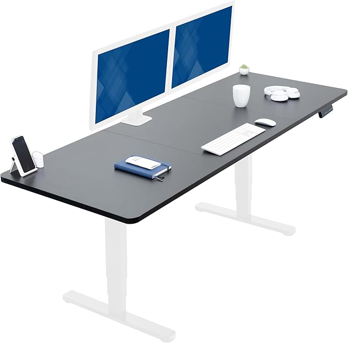 VIVO Electric 83 x 30 in Dual Motor Sit Stand Desk, Memory Height Adjustment, 2B Series, Black Top White Frame, DESK-KIT-2W8B