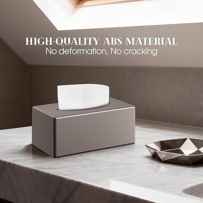 Y-in Hand Tissue Box Cover, Rectangular Facial Tissue Holder with Bottom, Decorative Storage Box for Bathroom Vanity, Toilet Tank, Car, Dressers, Night Stand, Rv, Parlors and Offices - Brown