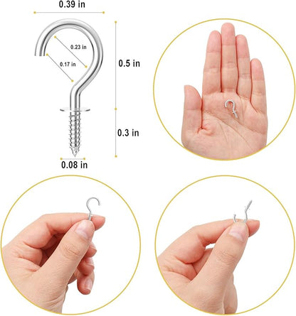 RELBRO 1/2 Inch Small Screw Hooks, Mini Metal Twist in Hooks, Silver, 100 Pcs
