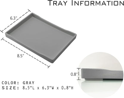 Small Gray Serving Tray (8.5 x 6.3 inch) for Serving Accessory, Spa, Coffee, Drinks, Wine, Tea, Bar, Party, Seasoning, Perfume or Display Use.
