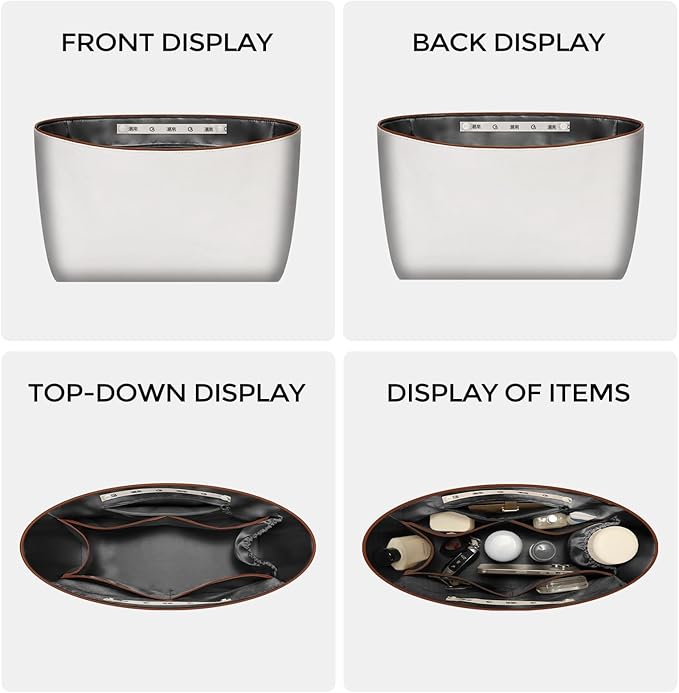 GIVLEFLY Purse Organizer Insert Fit for Saint Louis GM Tote Bag Organizer Insert with Cup Holder, Light Weight Purse Dividers with Built-In Zipper Pocket (Dark Gray Lining,Extra Large)