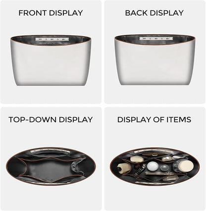 GIVLEFLY Purse Organizer Insert Fit for Saint Louis GM Tote Bag Organizer Insert with Cup Holder, Light Weight Purse Dividers with Built-In Zipper Pocket (Dark Gray Lining,Extra Large)