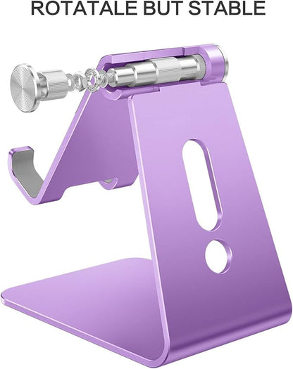OMOTON Adjustable Cell Phone Stand, C2 Aluminum Desktop Phone Holder Dock Compatible with iPhone 15 14 13 Xs XR 8 Plus 7 6, Samsung Galaxy, Google Pixel, Android Phones, Purple