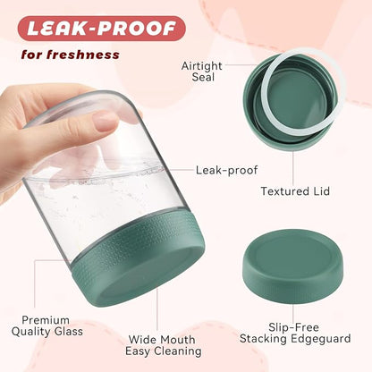 Wresty Empty Clear Glass jars with Airtight Lids Overnight Oats Containers Glass Food Storage Containers Glass Mason Jars For Yogurt Snacks Spice Sugar Jam And More (4 Pcs Mixcolor, 500ml/16.7oz)