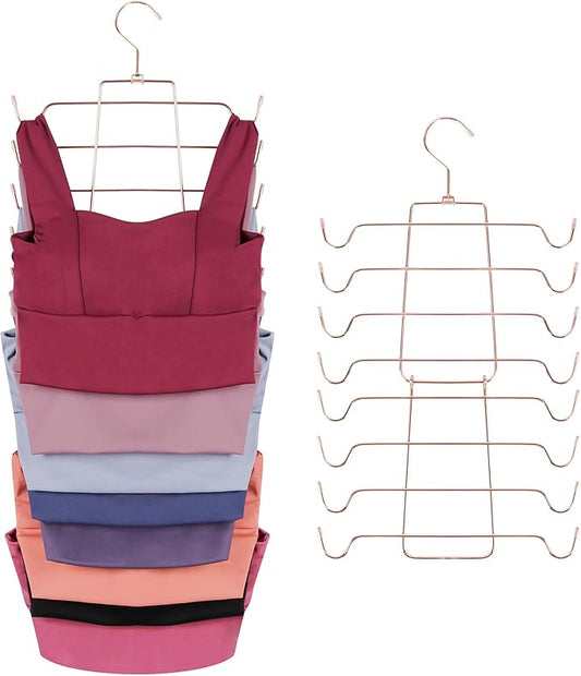 ZEDODIER Tank Top Hanger Space Saving, Bra Hangers for Closet Organizer, Hanging Bra Organizer Tank Tops Holder with 8 Hooks, Closet Organizers and Storage Small Space Solutions, Rose Gold
