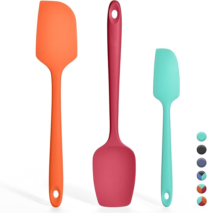 3 Pieces Silicone Spatula Set: Ironberry 600ºF Heat Resistant Food Grade Cooking & Baking Utensils, Kitchen Flexible Nonstick Rubber Scraper for Scraping, Mixing, Scrambling, Flipping (Multicolor 5)