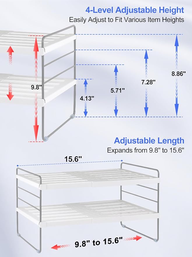 Cirhy Kitchen Wrap Organizer, Expandable Pantry Organizers and Storage, 3-Tier Foil and Plastic Wrap Organizer for Cabinet, Adjustable Shelf for Tin Foil, Ziplock Box, Saran Wrap (9.8-15.6")