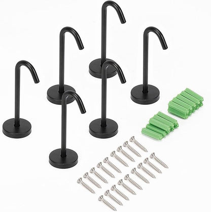 NearMoon Coat Hooks, Wall Mount Hooks for Hanging Hat Hurse Robe, 304 Stainless Steel Heavy Duty Towel Hangers for Bathroom Livingroom Kitchen-Ceiling Hook, 6 Pack (4 Inch, Matte Black)