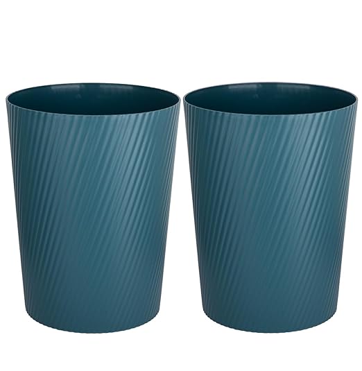 UUJOLY Small Trash Can Wastebasket Garbage Can Container Bins for Bathrooms, Laundry Room, Kitchens, Offices, Kids Rooms, Dorms (Bluish Green, 2 Pack)