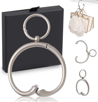 Purse Hook for Table 2-in-1 Anti Slip Purse Hook, Table Purse Hook with Gift Box, Heavy Duty Bag Hook Available for Women and Men Gifts (Silver)