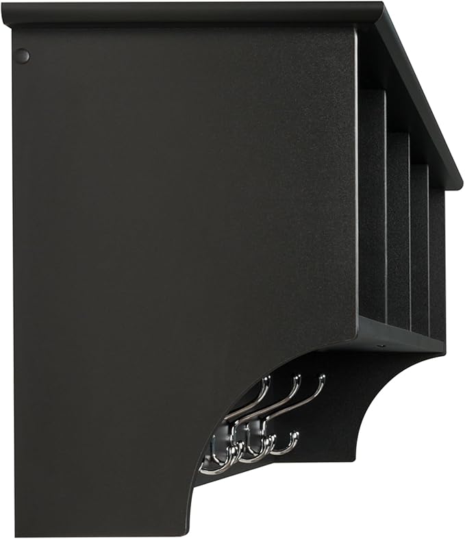 Prepac 60" Contemporary Wall Mounted Coat Rack, Coat Hooks Wall Mount with 4 Shelves, Ideal for Hallway or Entryway Hanging Solution, 11.5"D x 60"W x 16.5"H, Black