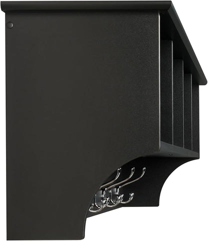 Prepac 60" Contemporary Wall Mounted Coat Rack, Coat Hooks Wall Mount with 4 Shelves, Ideal for Hallway or Entryway Hanging Solution, 11.5"D x 60"W x 16.5"H, Black