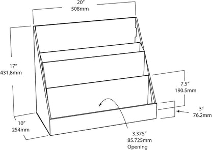 Classroom Keepers Sturdy Cardboard Book Shelf, 3-Tiered, Blue, 17" H x 20" W x 10" D, 1 Unit