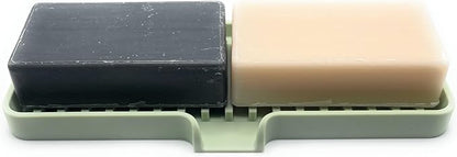 Happitasa Silicone Soap Dish Tray and Sponge Holder with Drain Chute | Bathroom and Kitchen Sink Organizer Caddy (Pistachio, 9"x3.5", 5.6 Ounces)