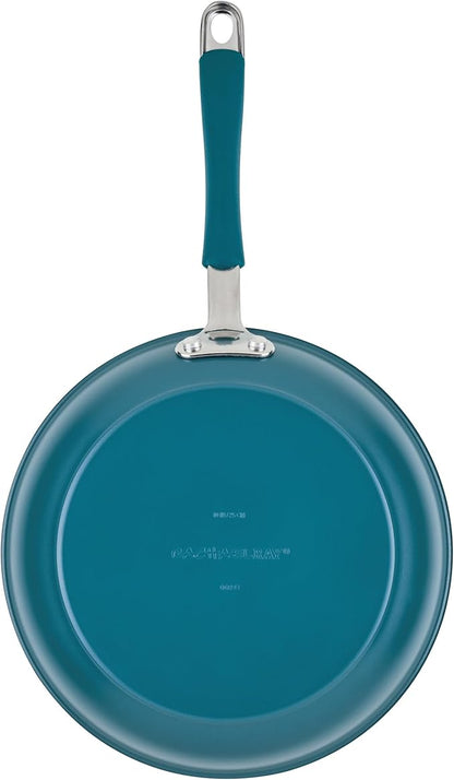 Rachael Ray Cucina Ceramic Cookware Set - 13 Pieces - Ceramic Pots and Pans Set w/Nonstick Frying Pans, Saute Pan, Saucepans, Stockpot, Lids, Pan Protectors - Marine Blue