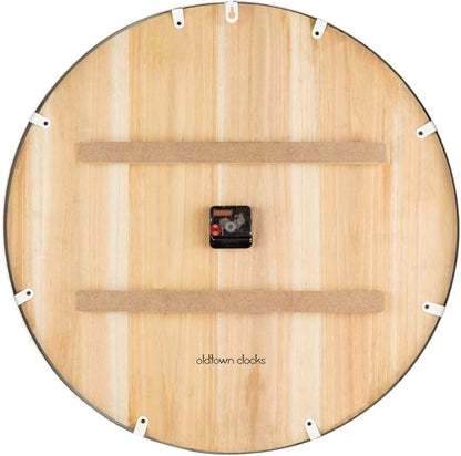 Oldtown Farmhouse Metal & Solid Wood Noiseless Wall Clock (Coastal Grey, 24-inch)