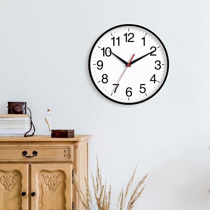 Rohioue 18 Inch Wall Clock, Modern Battery Operated Wall Clocks, Silent Non Ticking Large Analog Clock for Living Room, Office, Home, Bedroom, Kitchen, Bathroom(Black)