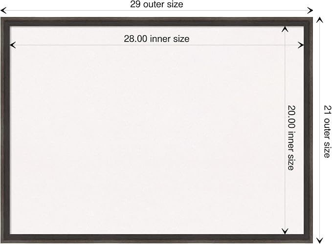 Amanti Art White Cork Board for Wall, 21x29 Vision Board with Brown Wood Frame, Medium Corkboard Office Decor for Home Organization, Casual Corkboard Pinboard to display items for home organization