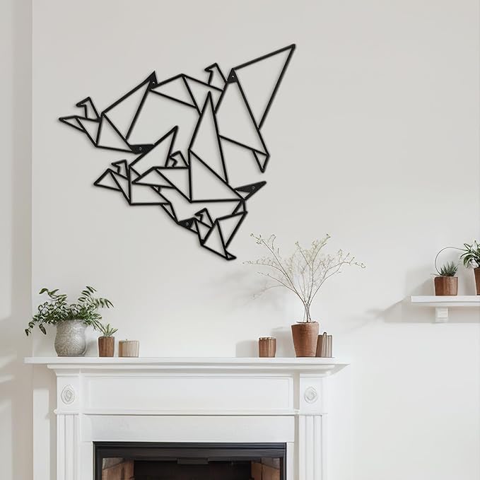 SIGNLEADER Metal Wall Art Decor Flocks of Flying Birds Modern Abstract Wall Sculpture Hangings Home Decoration for Living Room, Bedroom, Bathroom, Kitchen, Outdoor - 24" Black