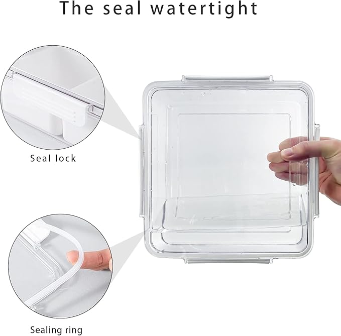 MANO Serving Tray for Party Divided Veggie Tray with Lid Sealed Sectioned Fruit Snack Serving box Vegetable Storage with 4 Compartments Snackle Box Charcuterie Container Fridge Organizer