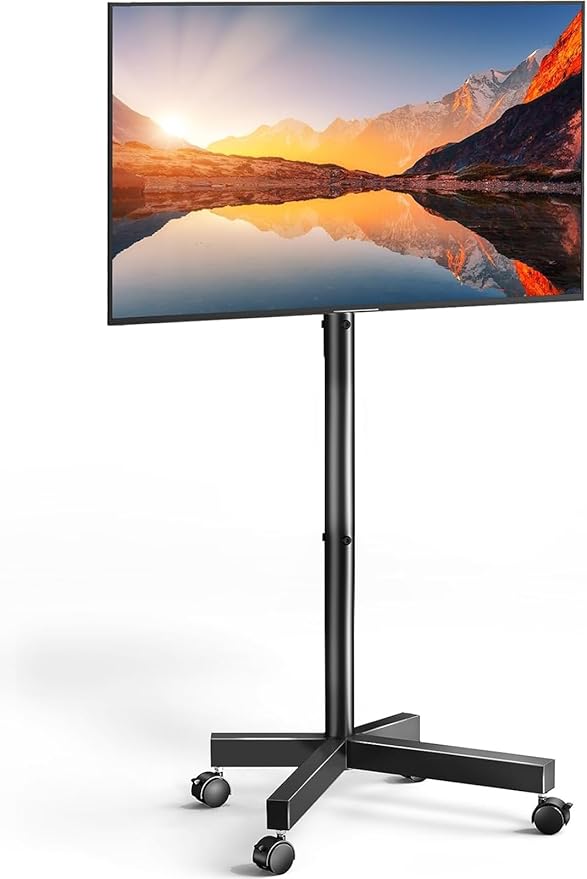 PERLESMITH Rolling TV Stand for 23–62 Inch TVs, Outdoor Mobile TV Cart Holds up to 99 lbs, Portable TV Stand on Wheels for Bedroom and Living Room, Max VESA 400x400mm, PSTVMC04B-B
