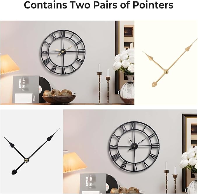 Vantic 32 Inch Large Wall Clock, Roman Numeral Metal Oversized Wall Clocks for Living Room Decor, Bedroom and Kitchen, Completely Silent, Non Ticking, Battery Operated