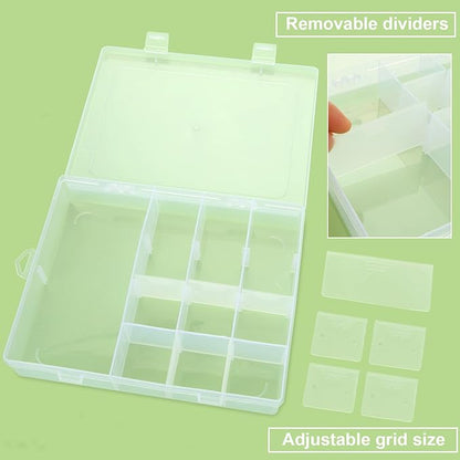 36 Grids Plastic Organizer Box with Dividers - 36 Compartment Organizer, Clear Tackle Box Organizers and Craft Storage with Removable Divider, Fishing Organizer Box (14 Grids - 6PCS)