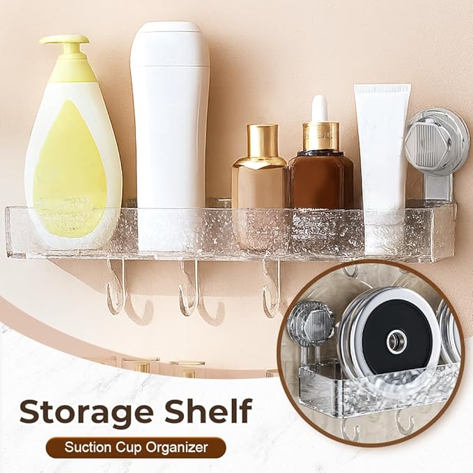 Corrugated Suction Cup Storage Holder, 2026 New Movable Shower Shelf Suction Cup,Shower Caddy Large Capacity Bathroom Organizer,No-Drill Wall-Mounted Storage Shelf (2PCS Gray)