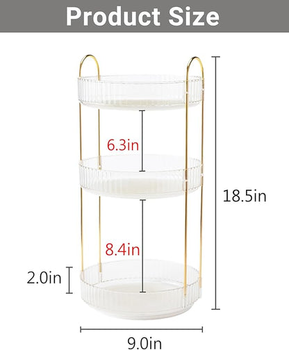 Asayuee 360 Rotating Makeup Organizer,3 Tier Large Capacity Make Up Organizers and Storage,Skincare Perfume Vanity Organizers,Bathroom Cosmetics Storage Organizer Countertop (Clear-3 Tier)