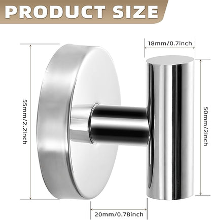Suction Cup Hooks for Shower - Bathroom Reusable Hooks for Towels, Robes & Loofah - No-Drill Mounting on Kitchen,Walls,Metal,Glass,Mirrors,Tile & Smooth Non-Porous Surfaces (4, Chrome Polished)