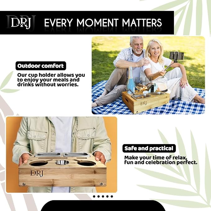 Couch Console - Caddy with Cup Holder and Food Trays for Eating on Couch
