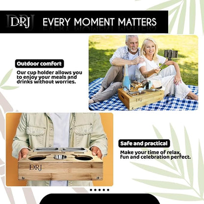 Couch Console - Caddy with Cup Holder and Food Trays for Eating on Couch
