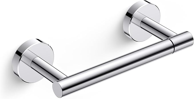 FORIOUS Toilet Paper Holder Wall Mount, Stainless Steel Rustproof Double Post Pivoting Tissue Roll Holder for Bathroom, Commercial Toilet Paper Dispenser, Chrome