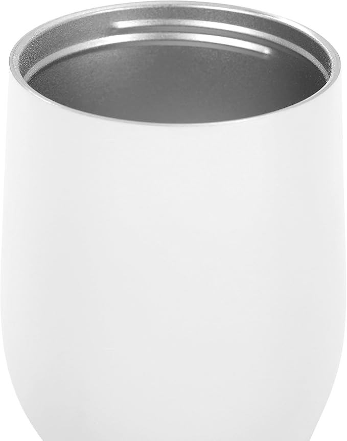 makerflo 12 oz White Powder Coated Wine Tumbler with Leak-Proof Clear Lid - Pack of 25, Ideal for Craft and Personalization (Laser Engraving, UV DTF, Epoxy, and Vinyl)