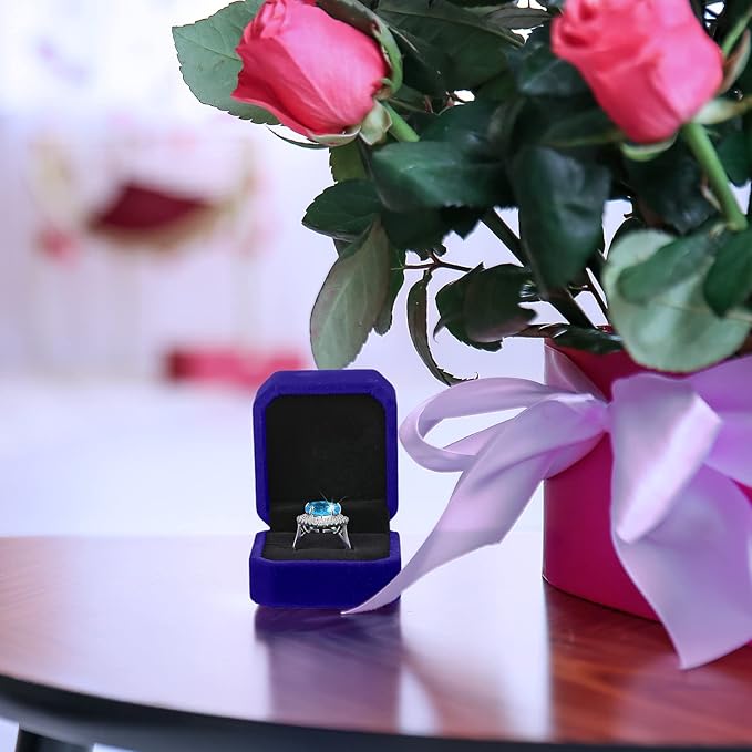Laumoi 36 Pcs Velvet Ring Box for Wedding Ceremony Engagement Jewelry Boxes Packaging Display Ring Case Earring Storage Holder for Proposal Anniversary Birthday Gift(Blue)