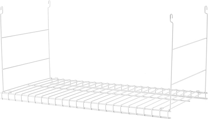Rubbermaid Universal Closet 24 Inch Long Durable Steel Custom Wire Hanging Added Storage Shelf Accessory, White