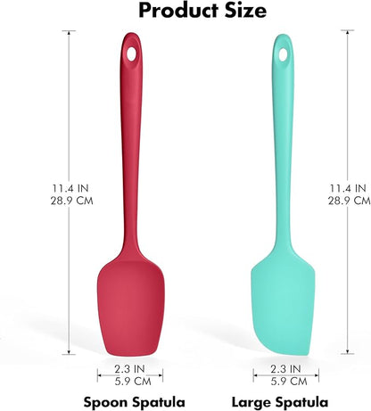 2 Pieces Silicone Spatula Set: Ironberry 600ºF Heat Resistant Food Grade Cooking & Baking Utensils, Kitchen Flexible Nonstick Rubber Scraper for Scraping, Mixing, Scrambling, Flipping (Multicolor 2)