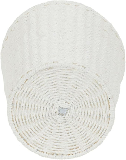 Household Essentials White Paper Rope Waste Basket Trash Bin for Bathroom, Bedroom, Office ML-7192