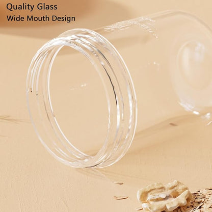 2Pack Overnight Oats Containers with Lids and Handle,14 oz Airtight Oatmeal Container,Mason Jars with Lid for Cereal,Milk,Fruit,Yogurt,On The Go Container,Salad Jars,Glass Jars (Grey)