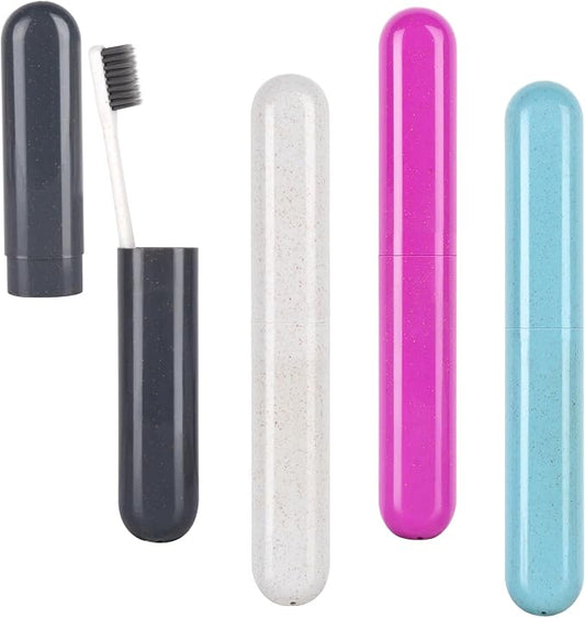 Hooqict 4 Pack Toothbrush Cases Travel Toothbrush Holder Portable Toothbrush Container Case Plastic Toothbrush Carrier Cover Case Toothbrush Protector for Traveling, Bathroom, School, Home, Camping