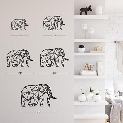 SIGNLEADER Metal Wall Art Decor Pregnant Elephant Modern Abstract Wall Sculpture Hangings Home Decoration for Living Room, Bedroom, Bathroom, Kitchen, Outdoor - 36" Black